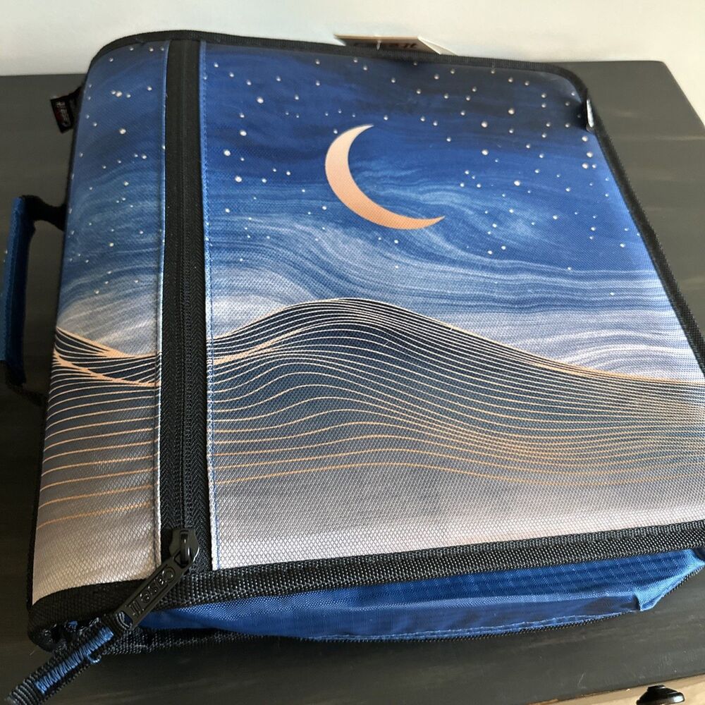 Case-It DESERT NIGHT MIGHTY Zipper 5 Tab Binder | 3-Inch O-Rings W/carry strap